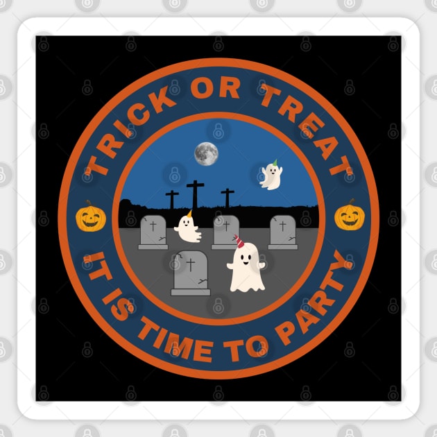 Trick or Treat. It is time to party Sticker by InspiredCreative